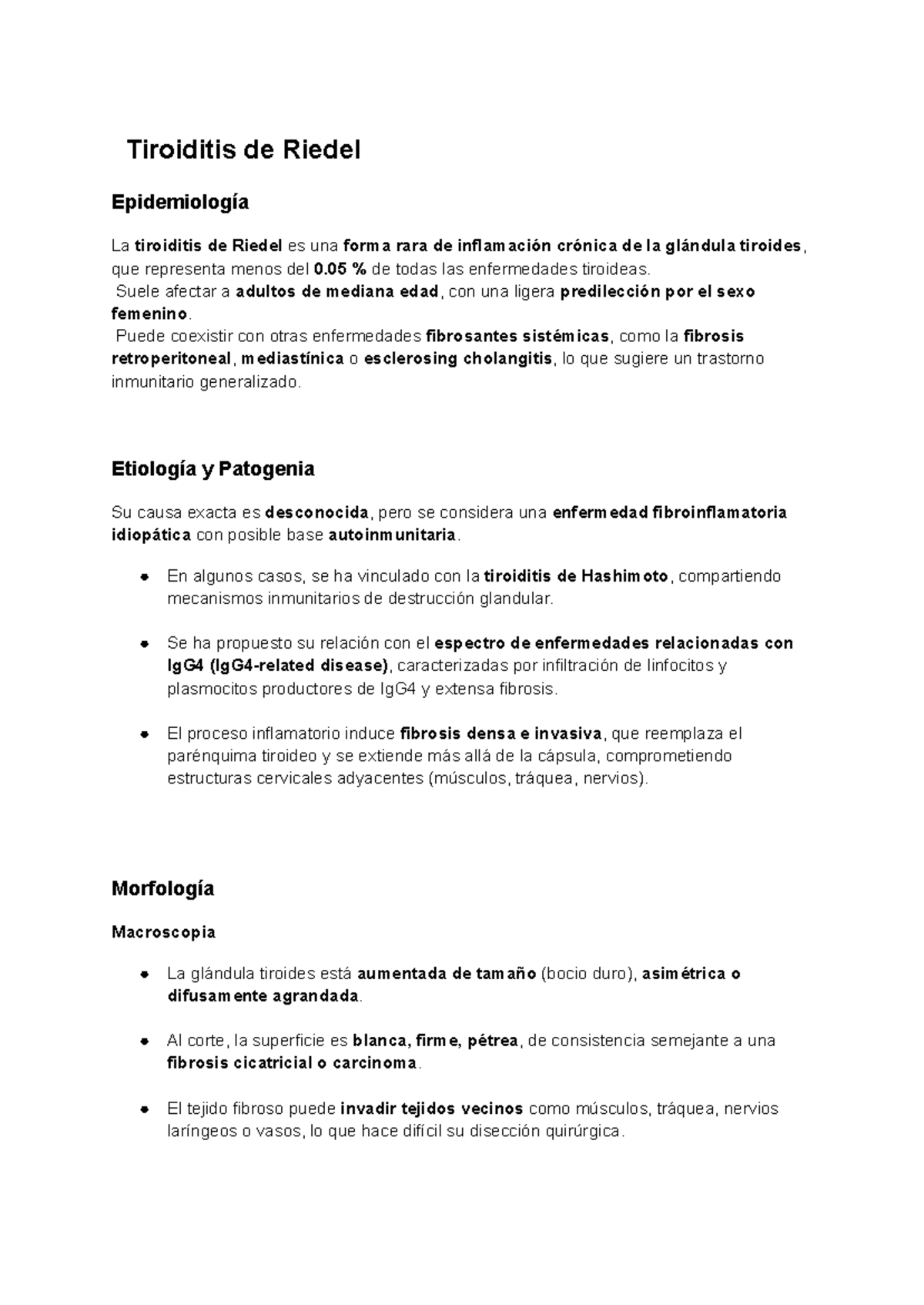 Epidemiología y Patogenia de la Tiroiditis de Riedel - Studocu