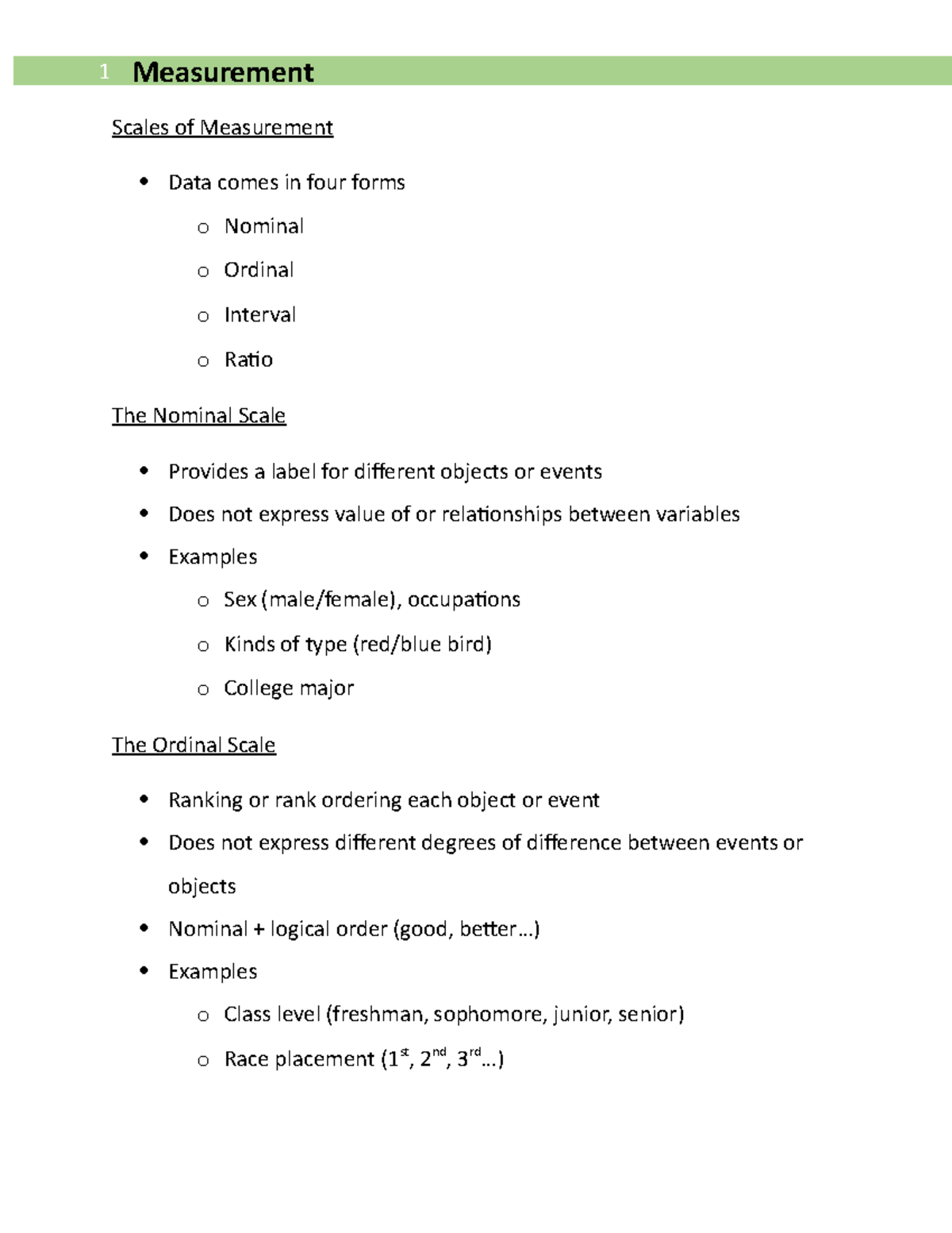Measurement Scales - Lecture Notes (Measurement 101) - Studocu