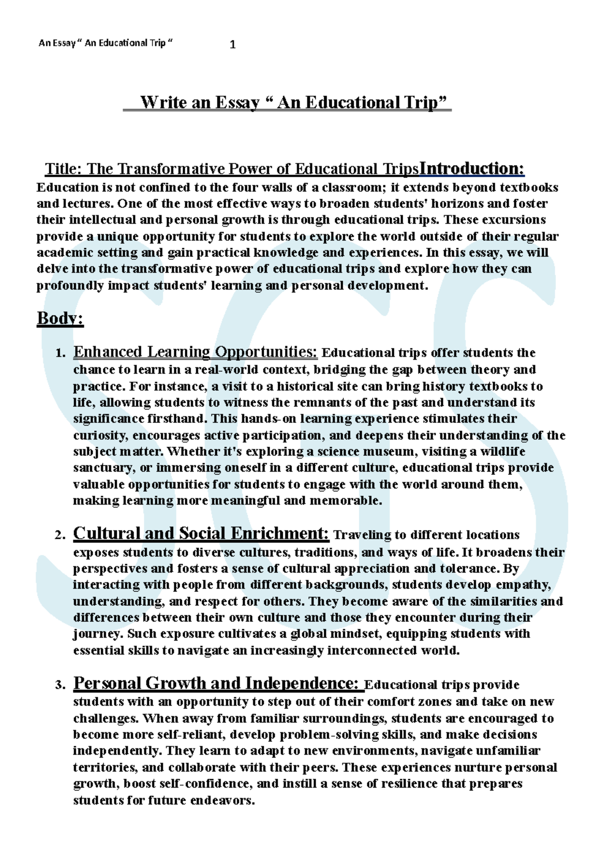 An excursion essay - Xalam.blog