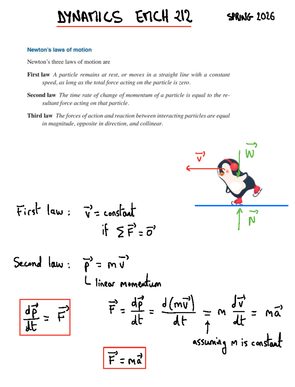 DYNAMICS ERCH 212: Newton's Laws of Motion - Studocu