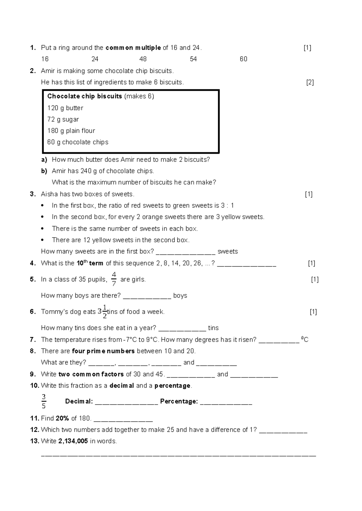 YEAR 6 MATH BANK OF Questions and Problem Solving Techniques - Studocu