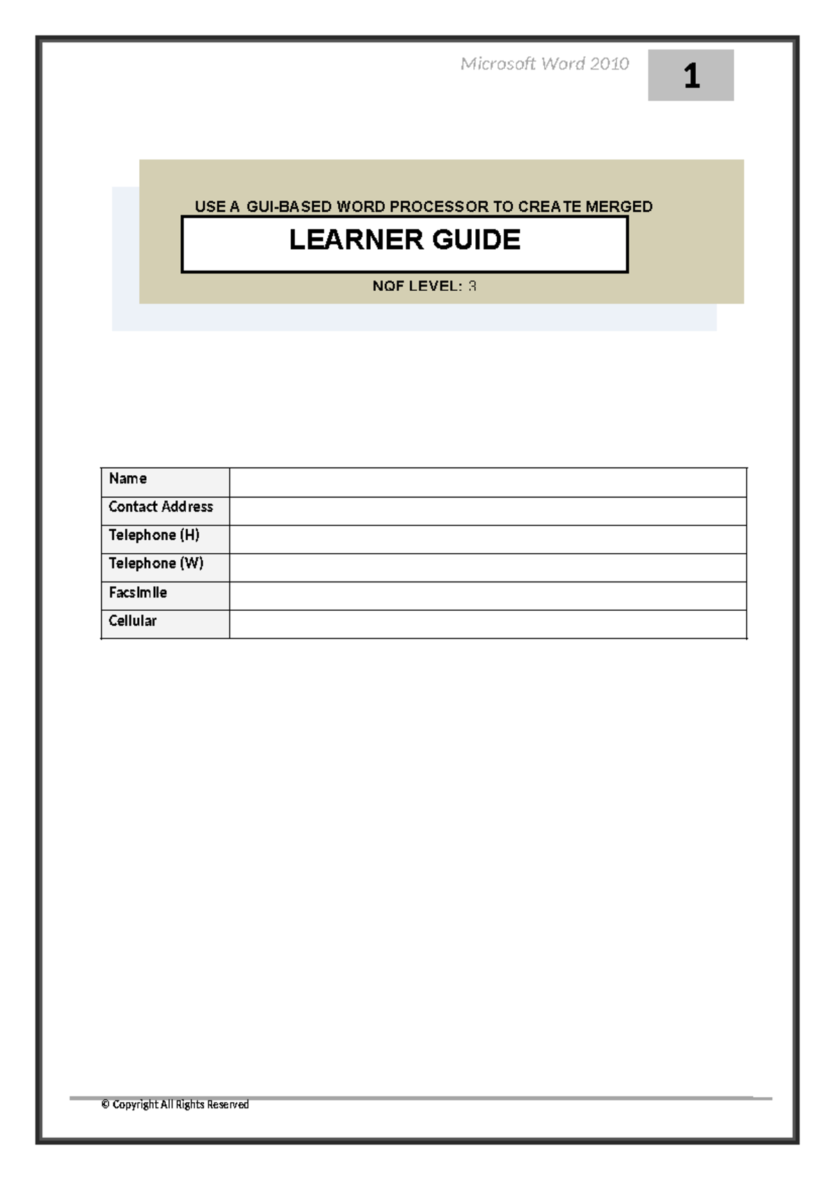 Microsoft Word 2010: Merged Documents Learner Guide (Unit 116942) - Studocu