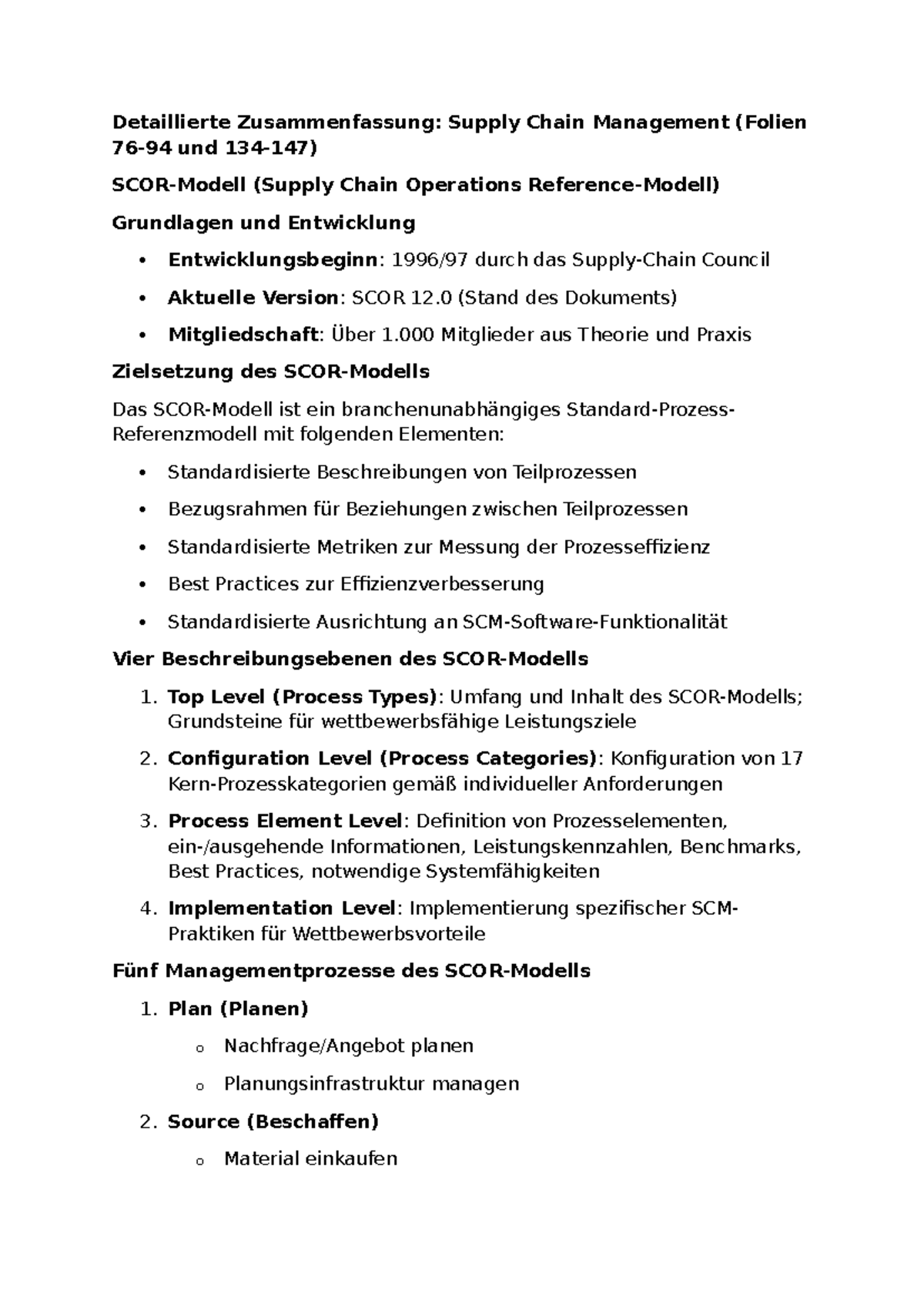 SCM 5 - WS2025: Detaillierte Zusammenfassung zu Supply Chain Management ...