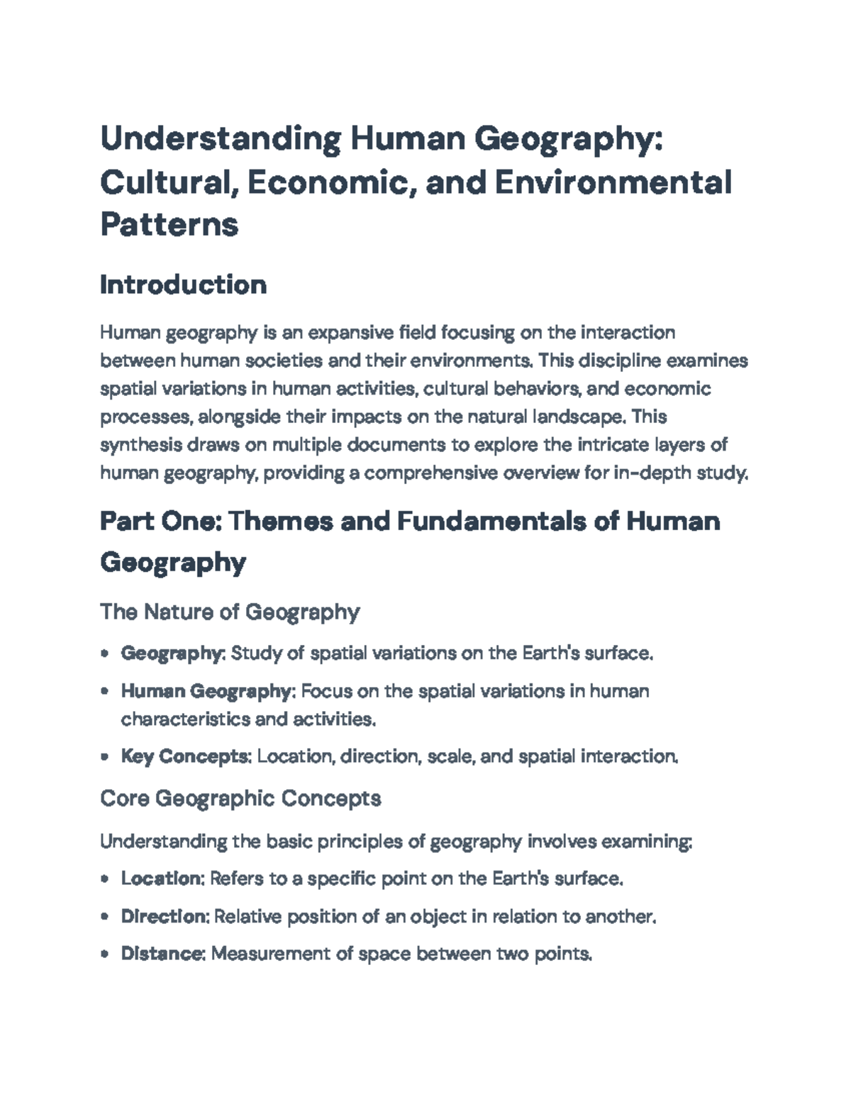 Human Geography Overview: Cultural, Economic & Environmental Patterns ...