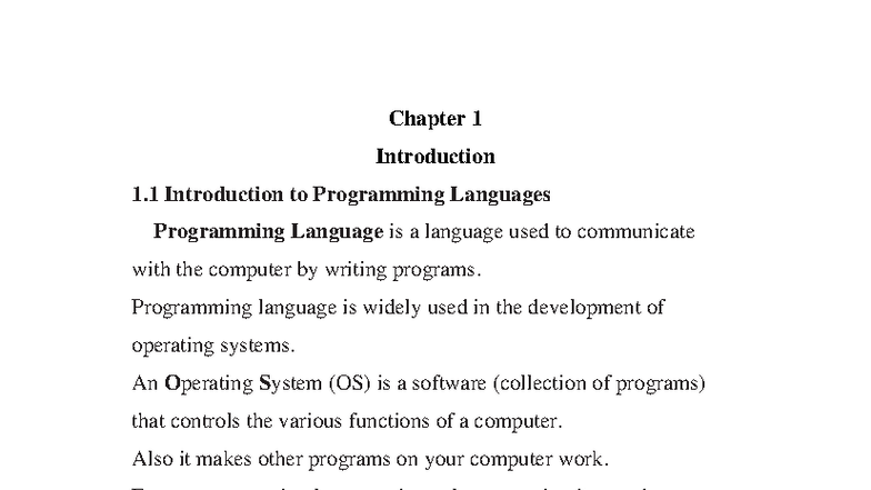 Lecture 1: Introduction to Programming Languages and Their Concepts ...