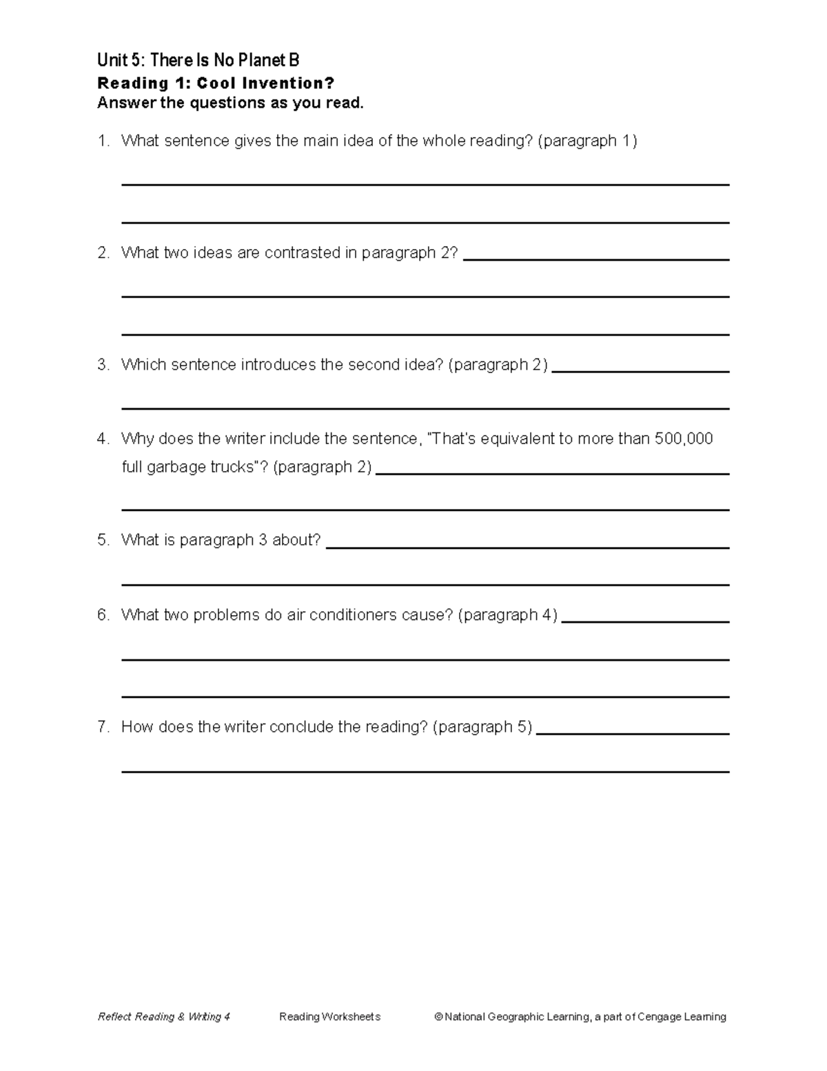 Reflect RW 4 Unit 05 Reading 01: Cool Invention Discussion Questions ...