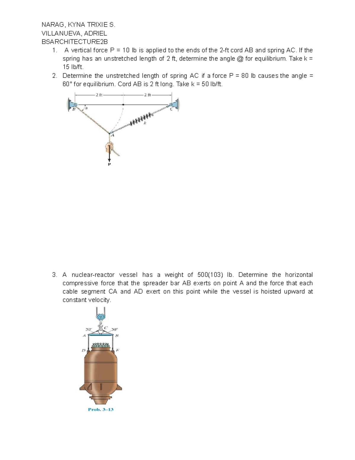 BSARCHITECTURE2B: Forces and Equilibrium in Cable Systems - Studocu