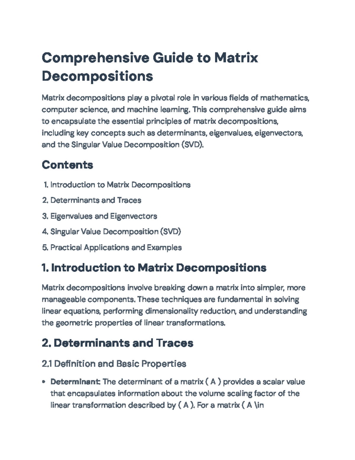 Comprehensive Guide to Matrix Decompositions (Math 101) - Comprehensive ...