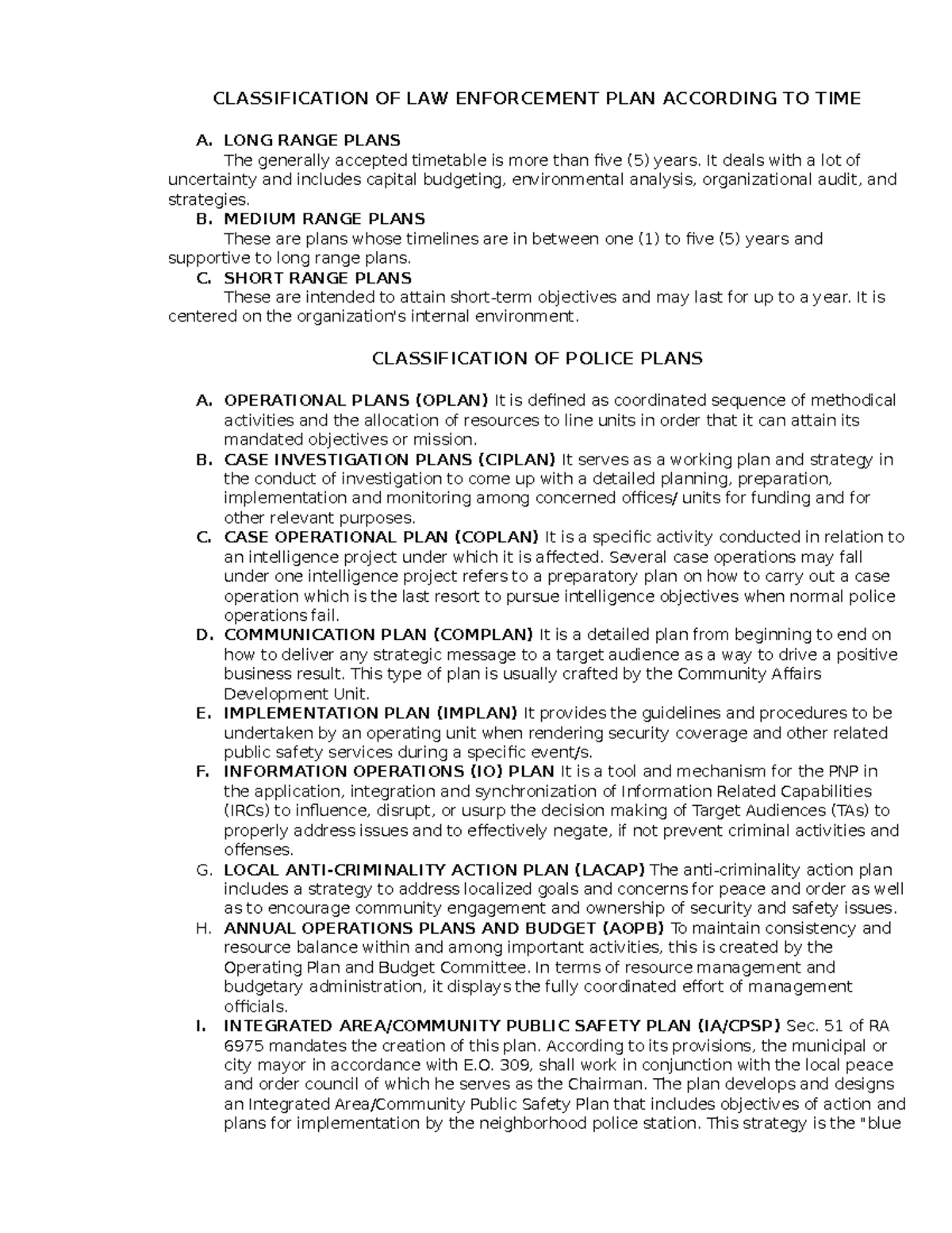 Chapter 2 Part 2: Law Enforcement Planning and Operations Overview ...