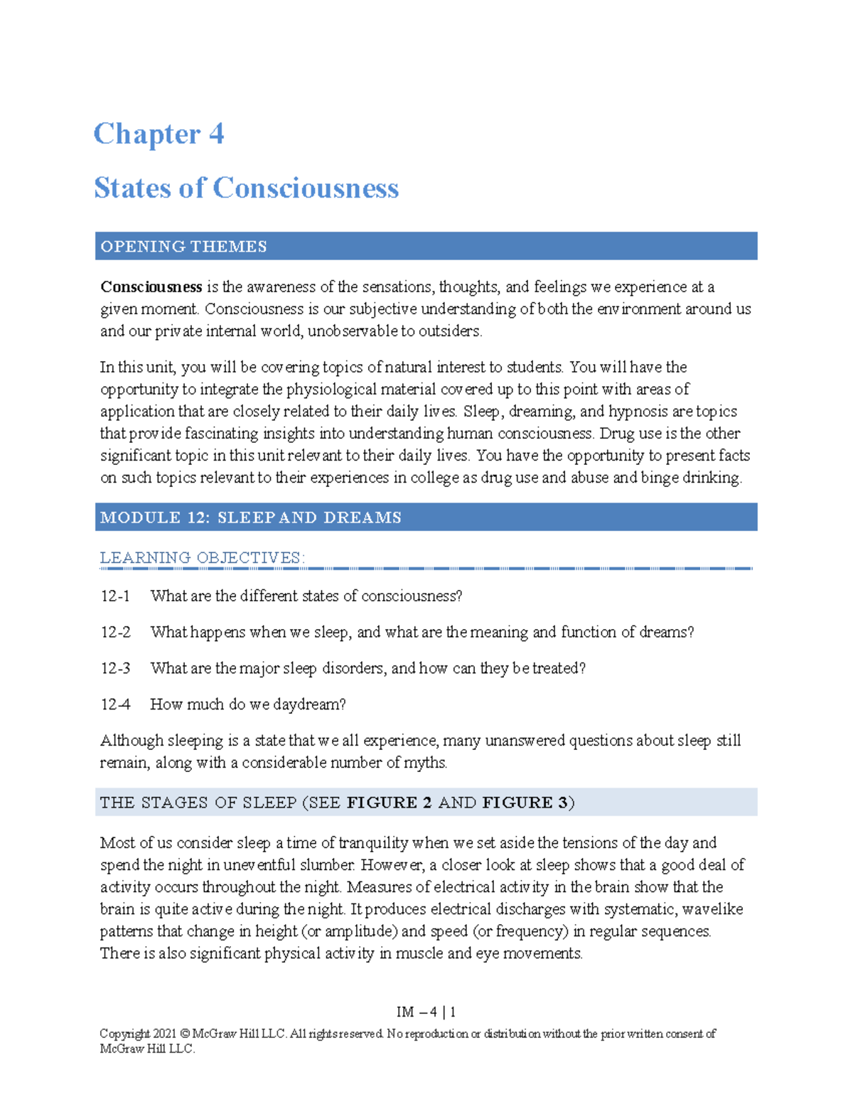 Feldmaneup 14 - Ch04: Lecture Notes on States of Consciousness - Studocu