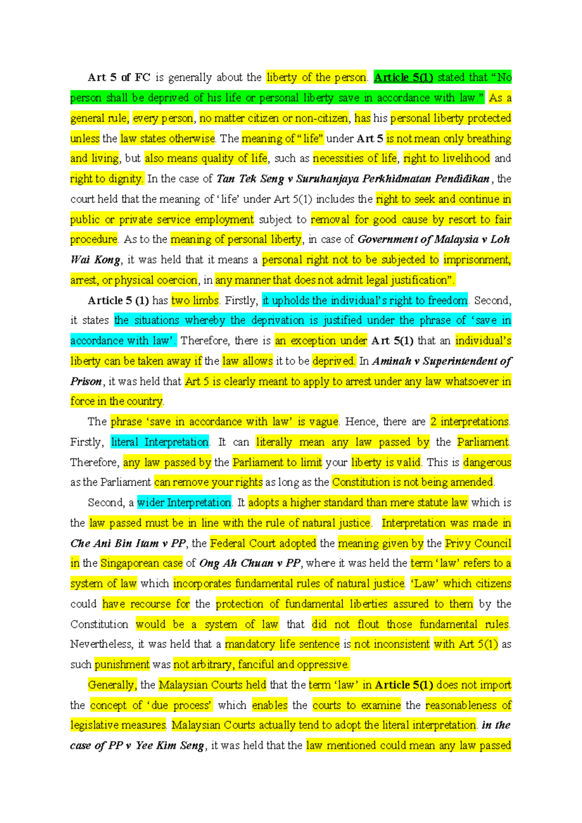 Article 5 of FC: Understanding Personal Liberty and Legal ...