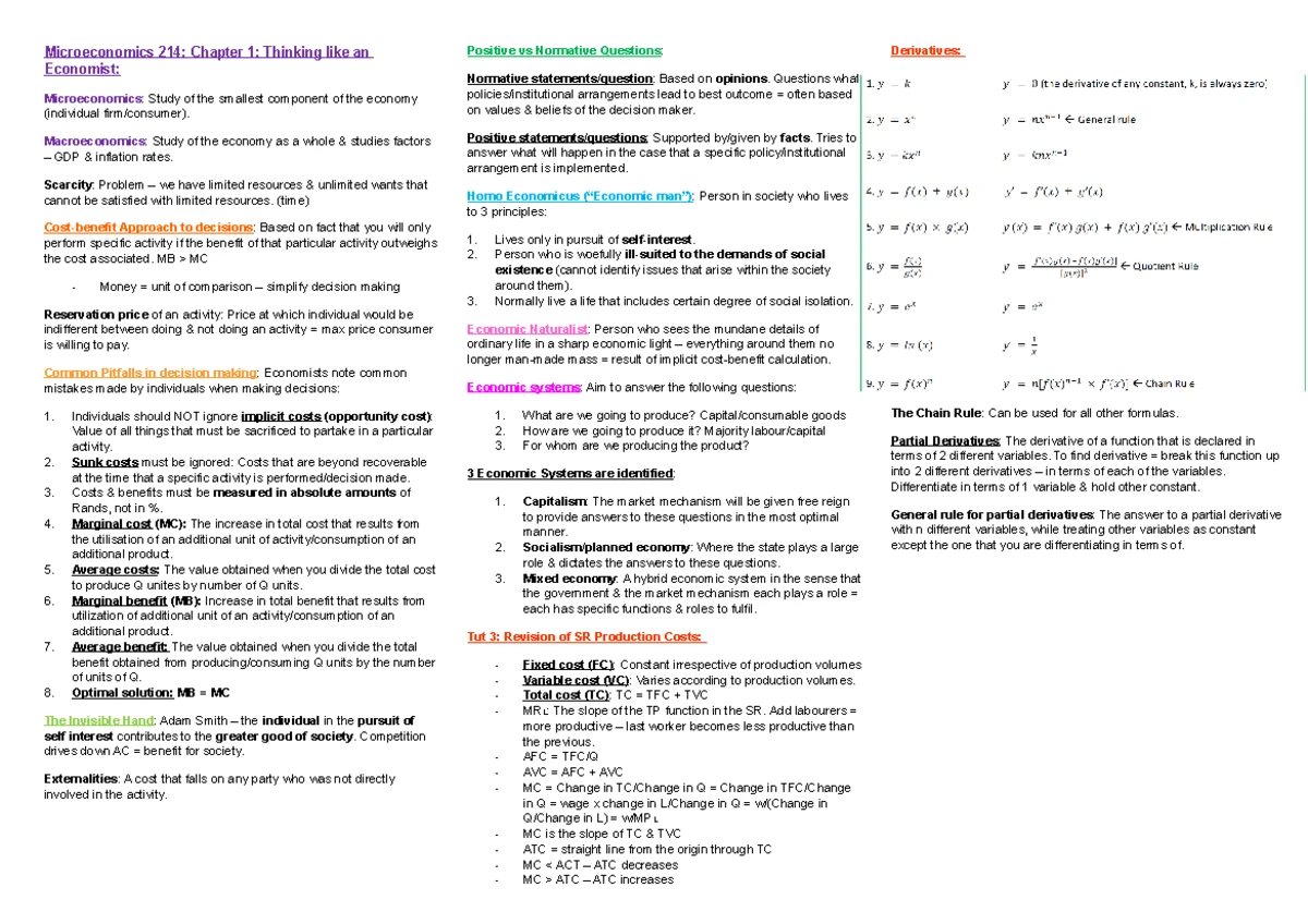 Economics 217: Short Notes on Demand and Supply Concepts - Studocu