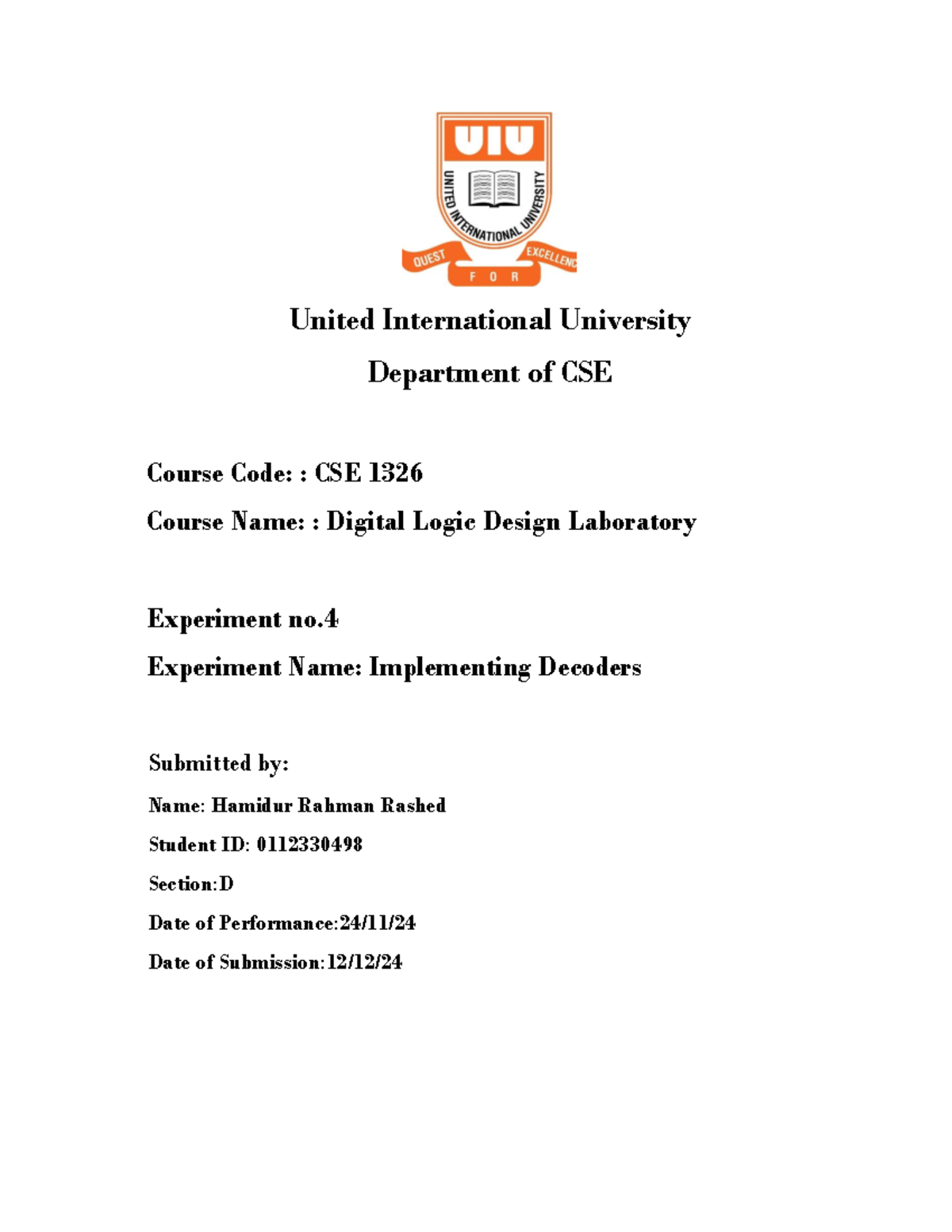 Lab report 4 - United International University Department of CSE Course ...