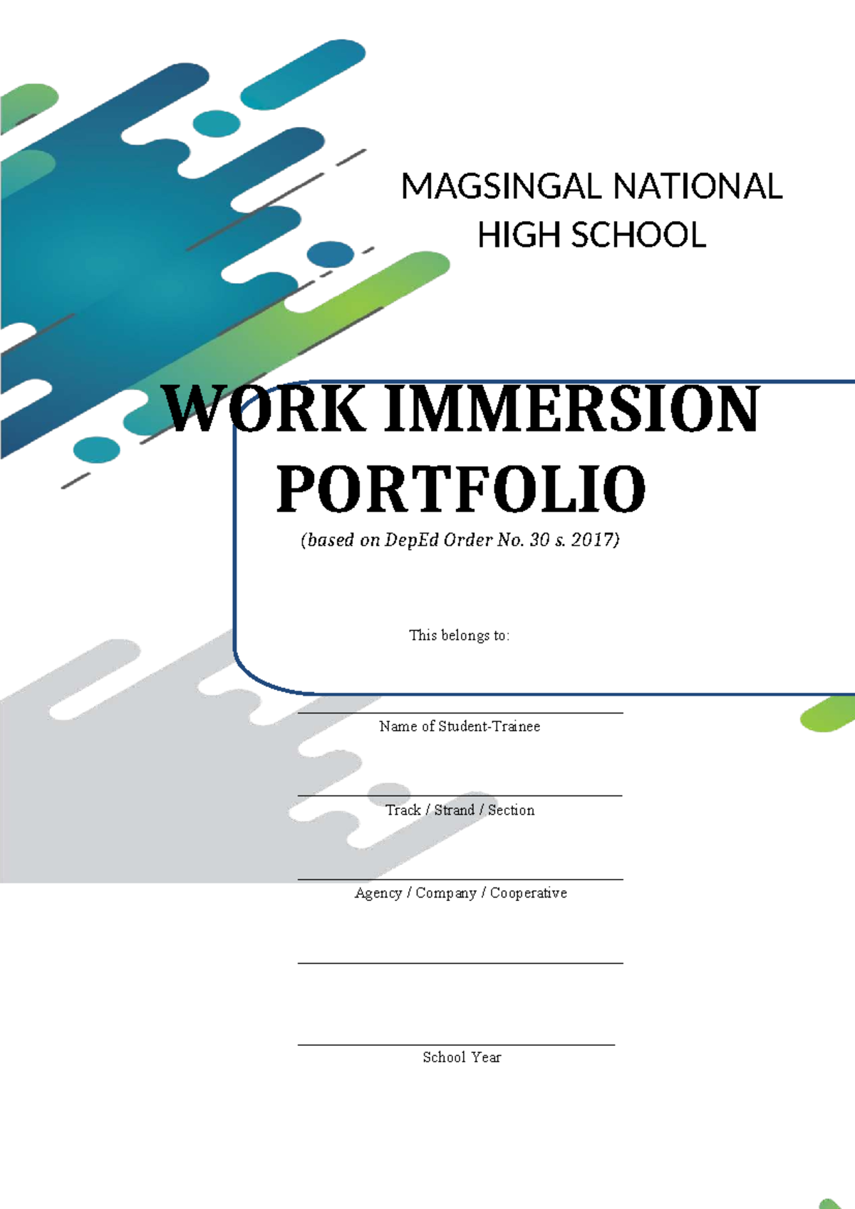 SHS Work Immersion Portfolio 2026: A Comprehensive Guide - Studocu