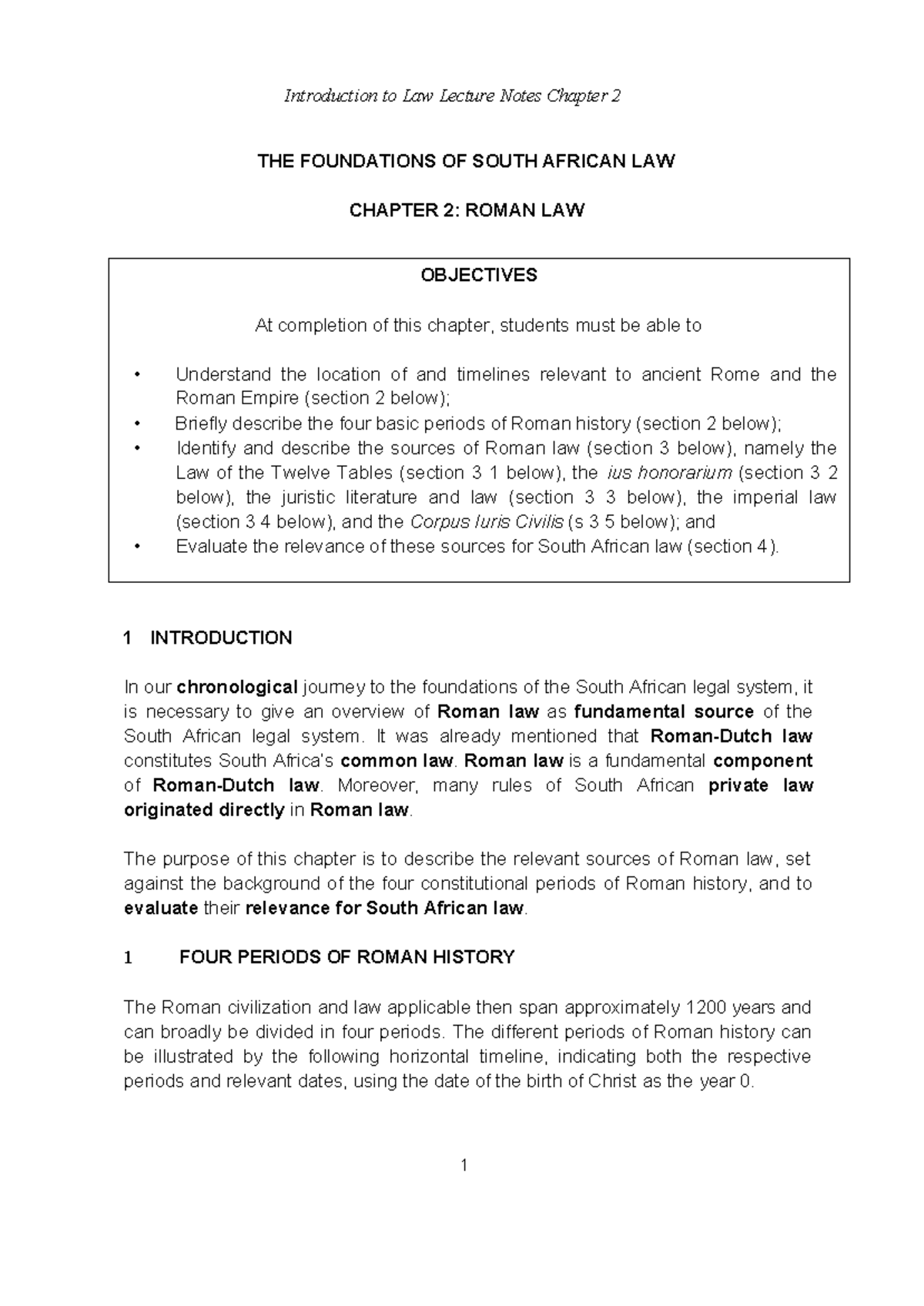 Introduction to Law Lecture Notes: Chapter 2 - Foundations of South African Law - Studocu
