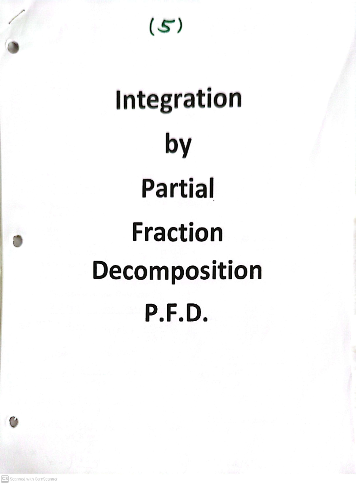 Partial Fraction Decomposition Study Notes for CS 101 - Studocu