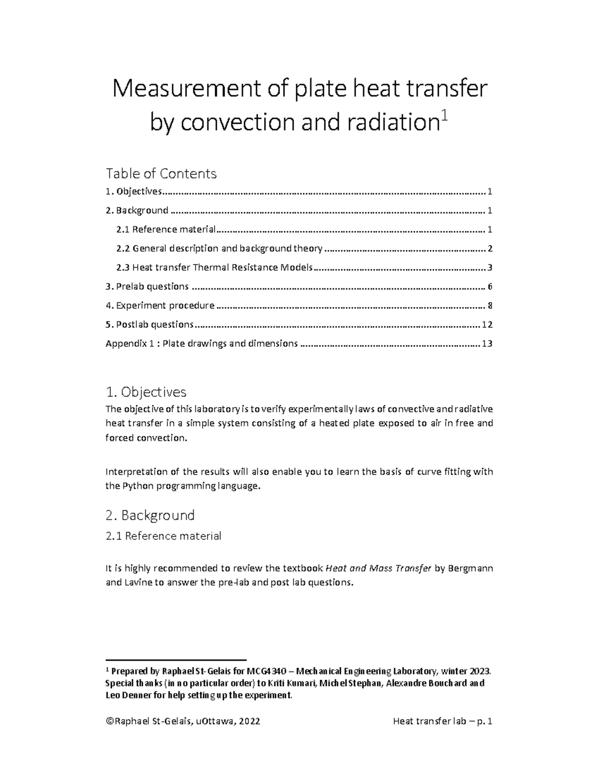 MCG4340 Heat Transfer Lab: Convection & Radiation Measurements - Studocu