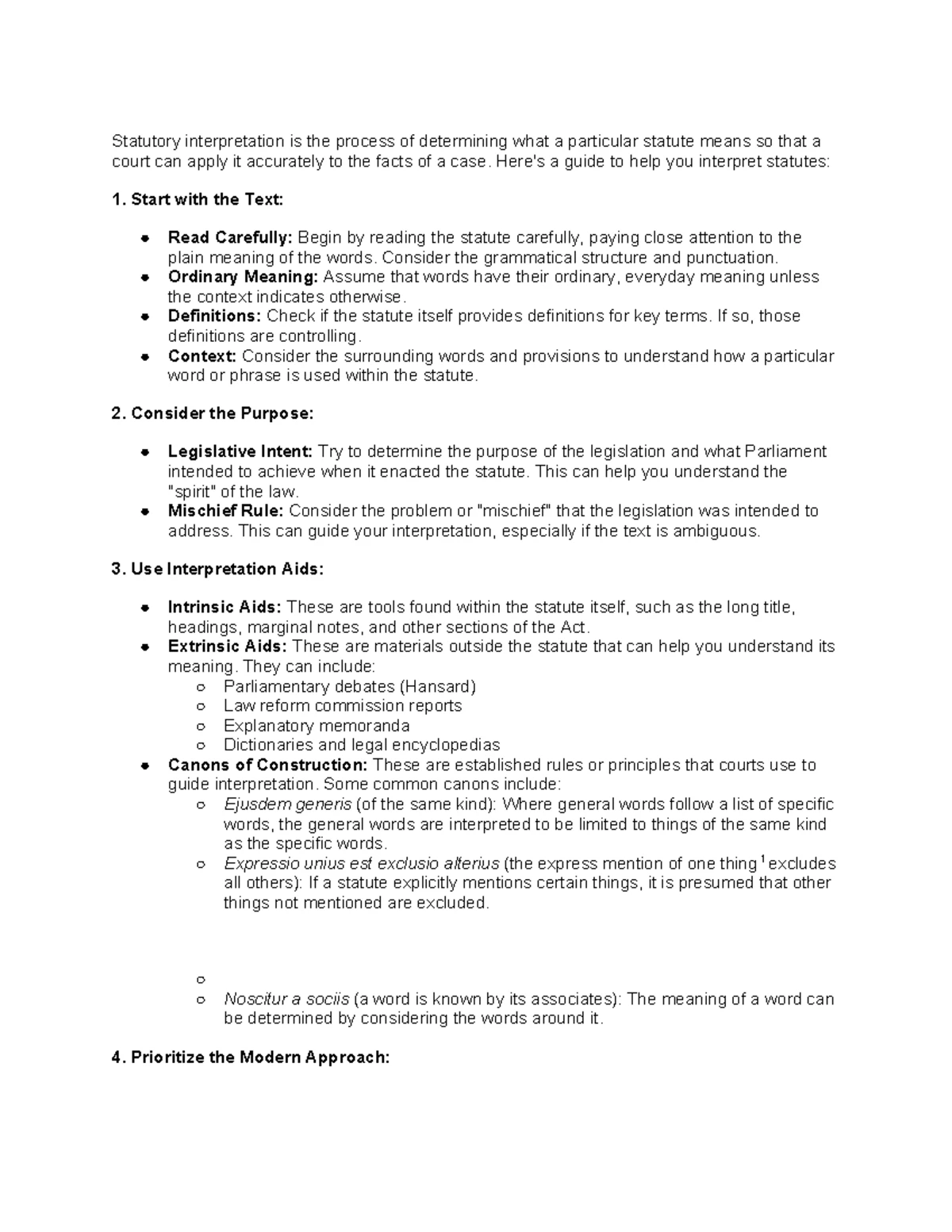 STA TEAM - Summary Statutory Interpretation - STA 2018 EXAM NOTES BRIEF ...