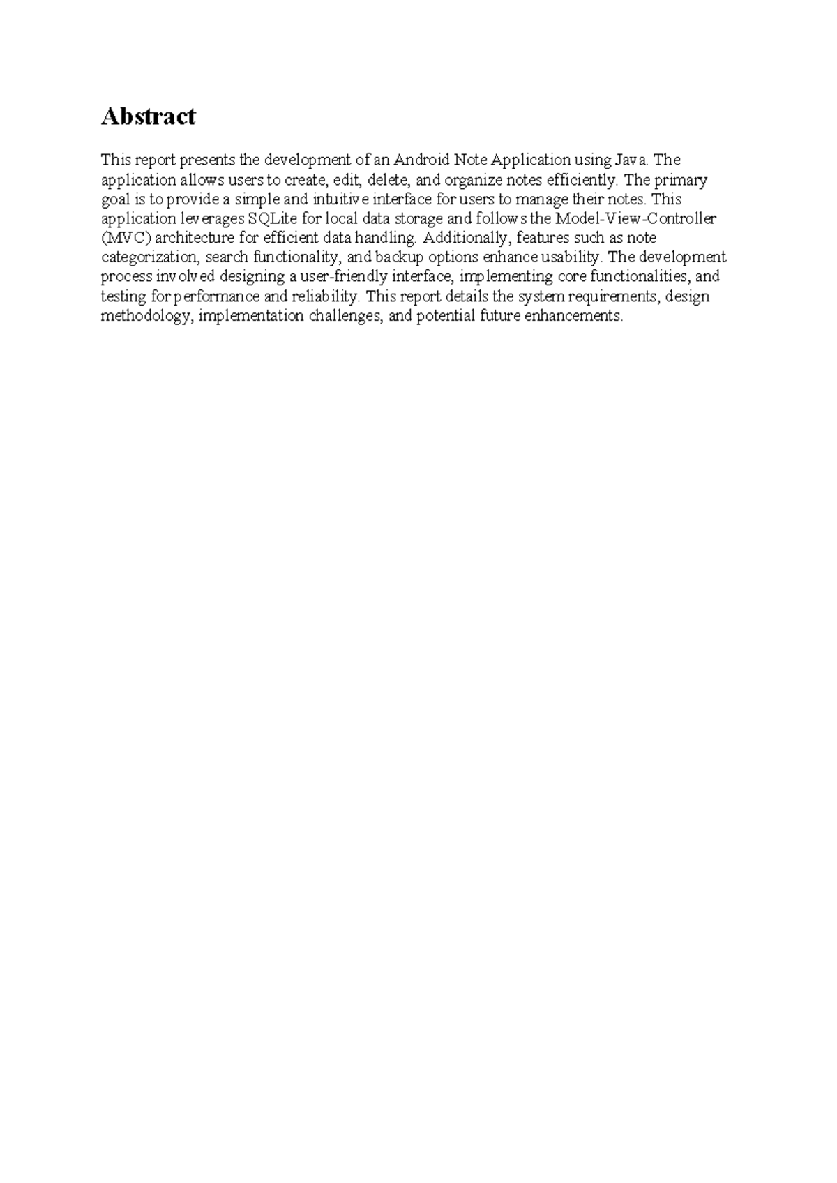 Android note application development using Java: A comprehensive report ...