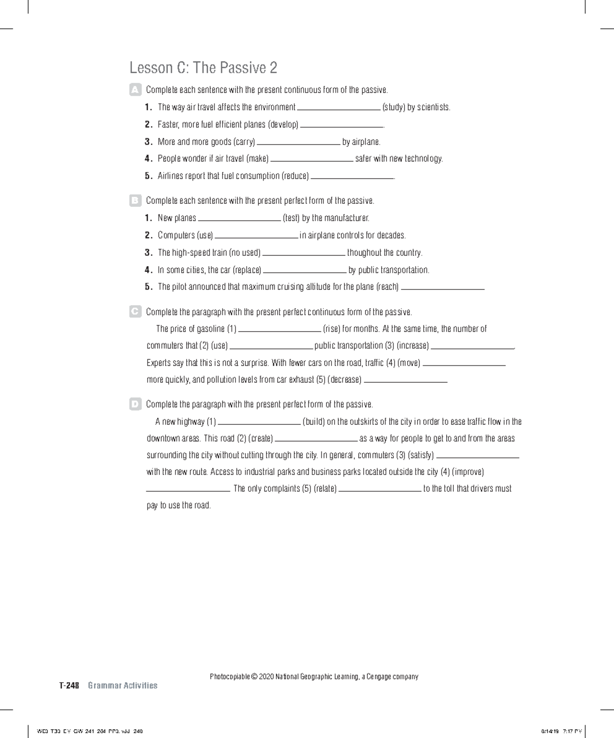 World English 3e Level 3 Grammar Activities: Unit 4 Lesson C - Studocu