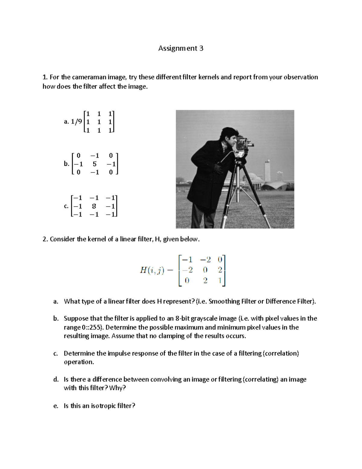 Assignment 3 - Image Filtering Techniques for Grayscale Analysis - Studocu