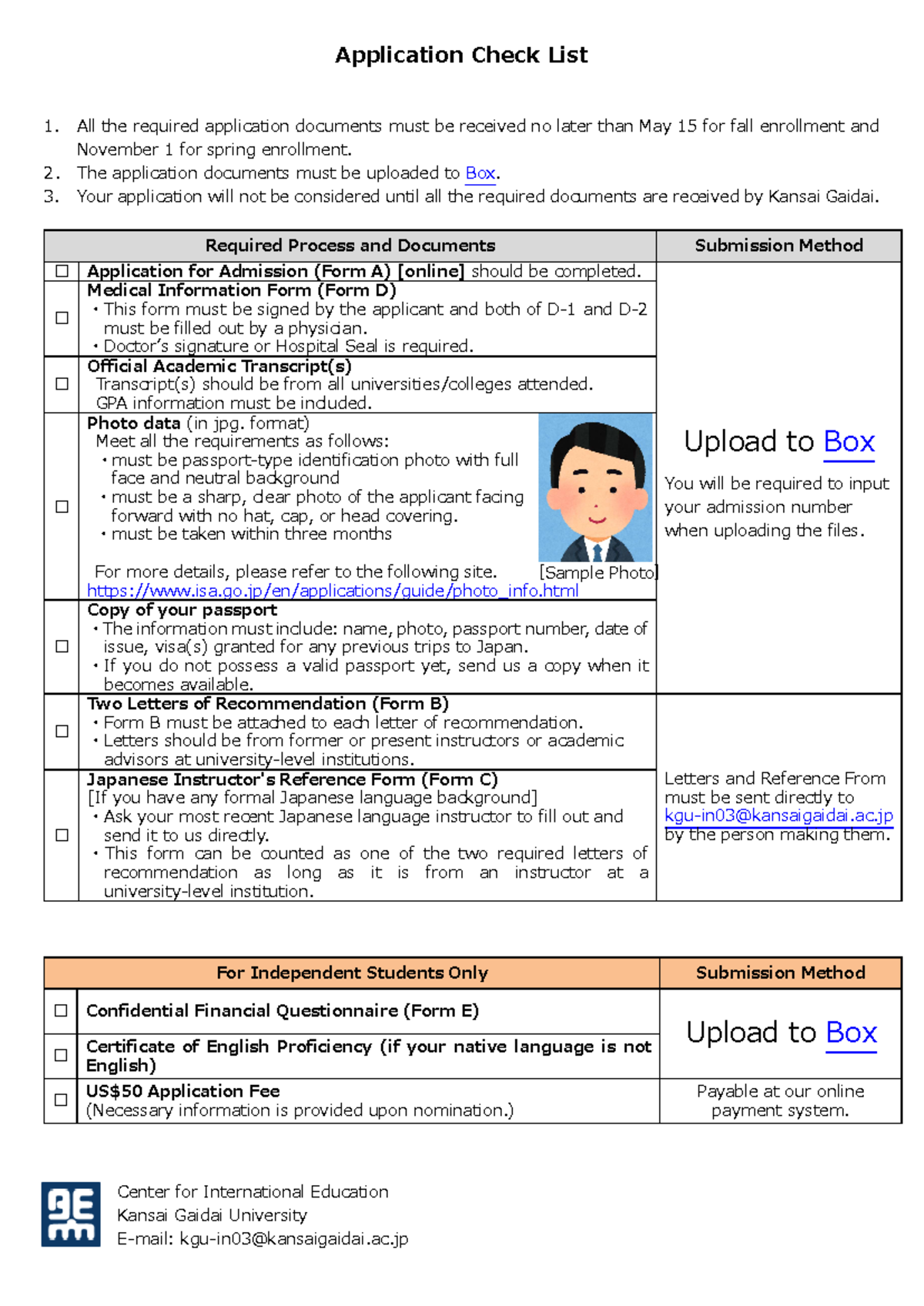 KGU Application Check List for International Students - Studocu