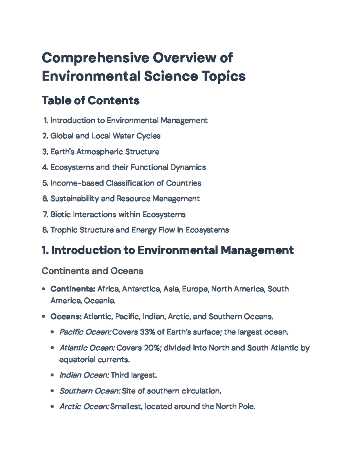 Environmental Science Overview: Key Topics and Concepts - Comprehensive ...