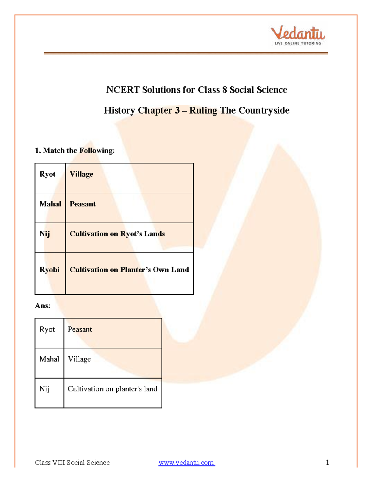 NCERT Solutions for Class 8 Social Science Chapter 3: Ruling the ...