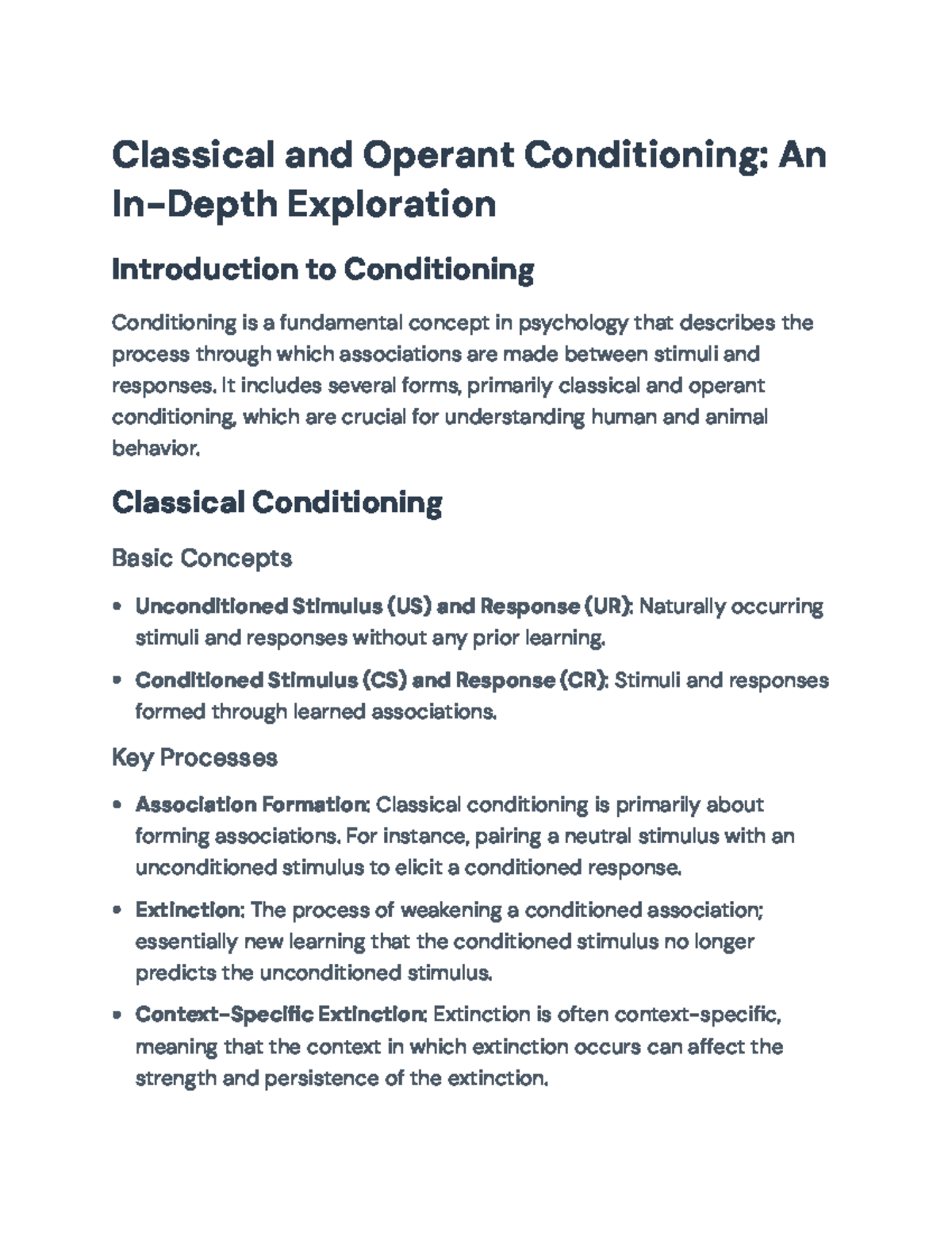 Classical and Operant Conditioning: Comprehensive Overview for PSY 101 ...