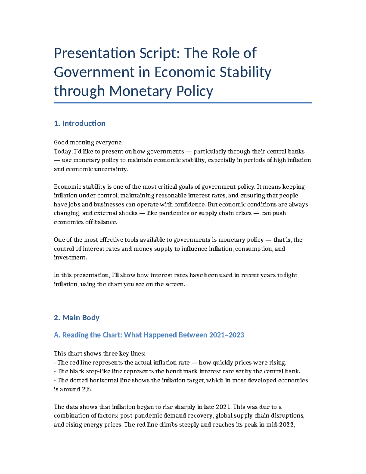 Presentation Script: The Role of Government in Economic Stability (ECO ...