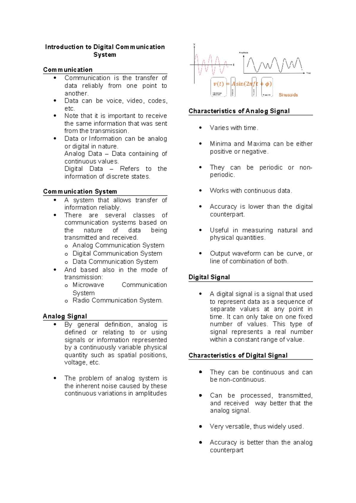 Modulation - Reviewer - Introduction to Digital Communication System ...