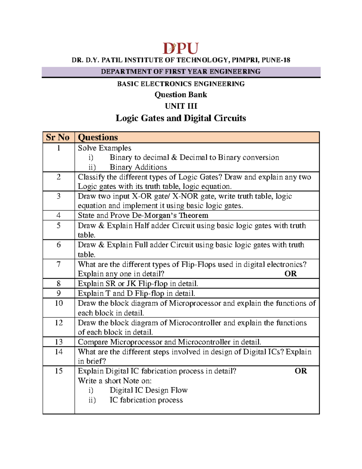 BXE 1st Year Basic Electronics Engineering Unit 3 Question Bank 2024-25 ...
