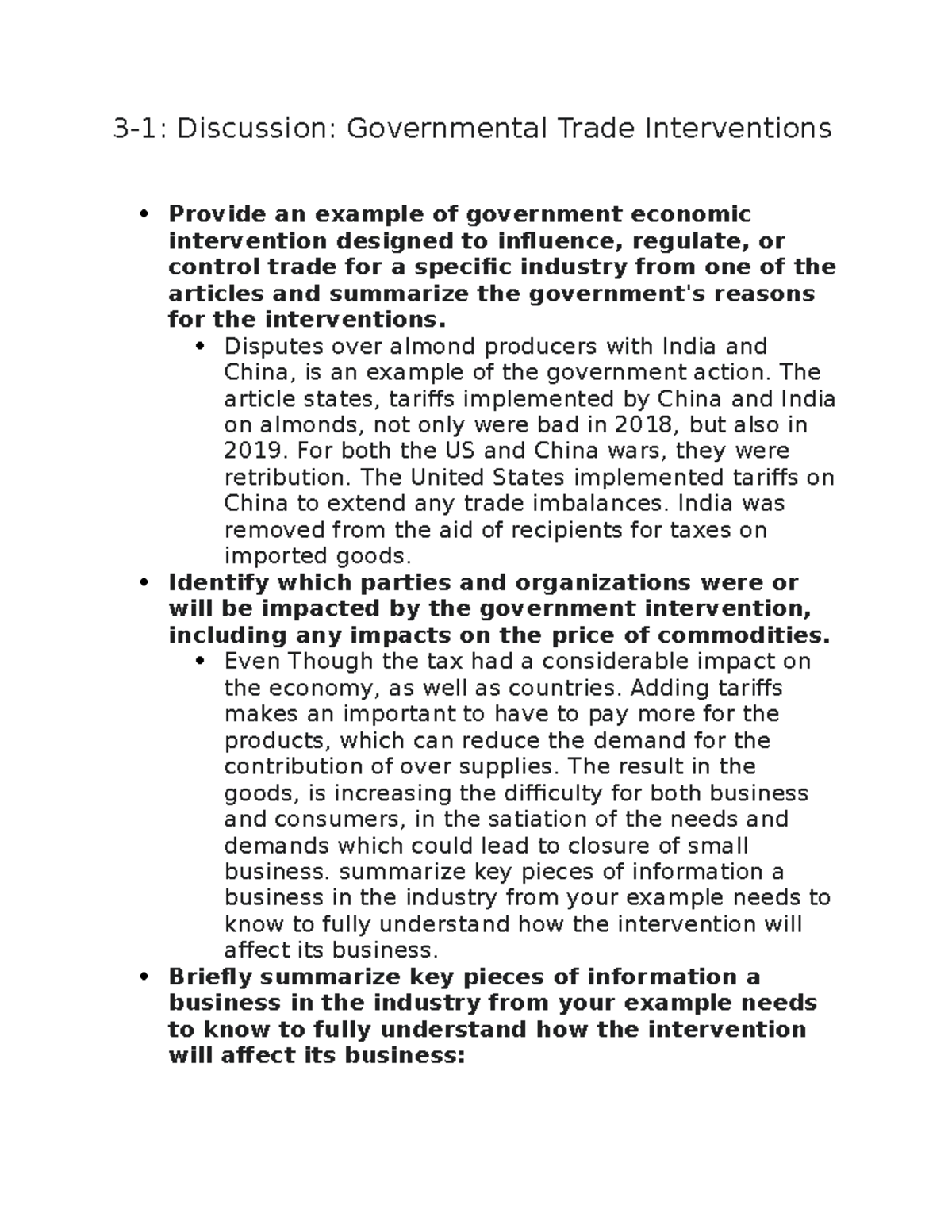 3-1 Discussion on Governmental Trade Interventions Impact on Almonds ...