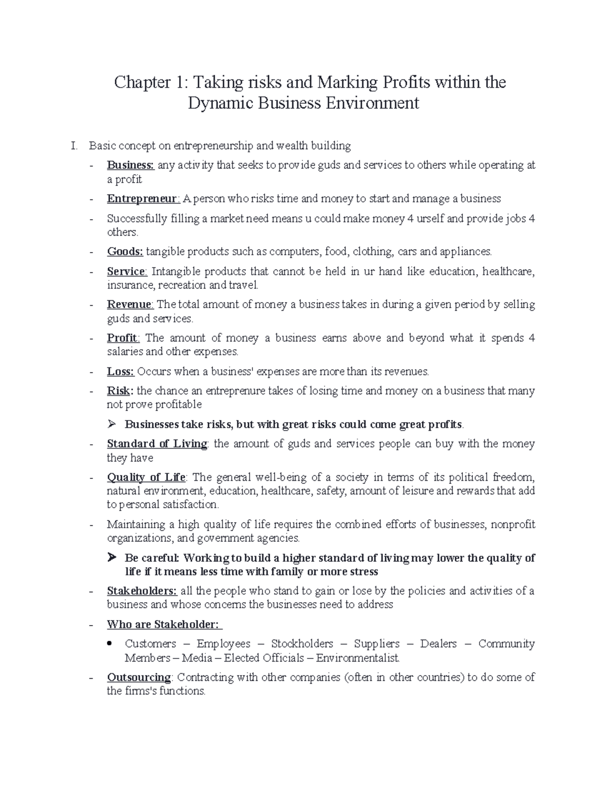 Introduction To BA - nè nè - Chapter 1: Taking risks and Marking ...