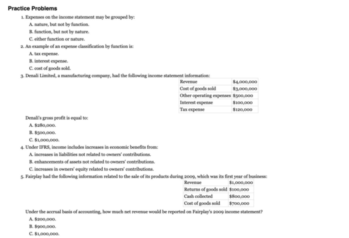 Chapter 3 - practice - Practice Problems 1. Expenses on the income ...