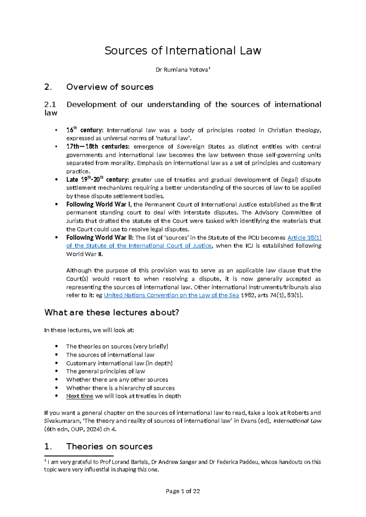 Sources of International Law: Overview and Theories (LAW 101) - Studocu