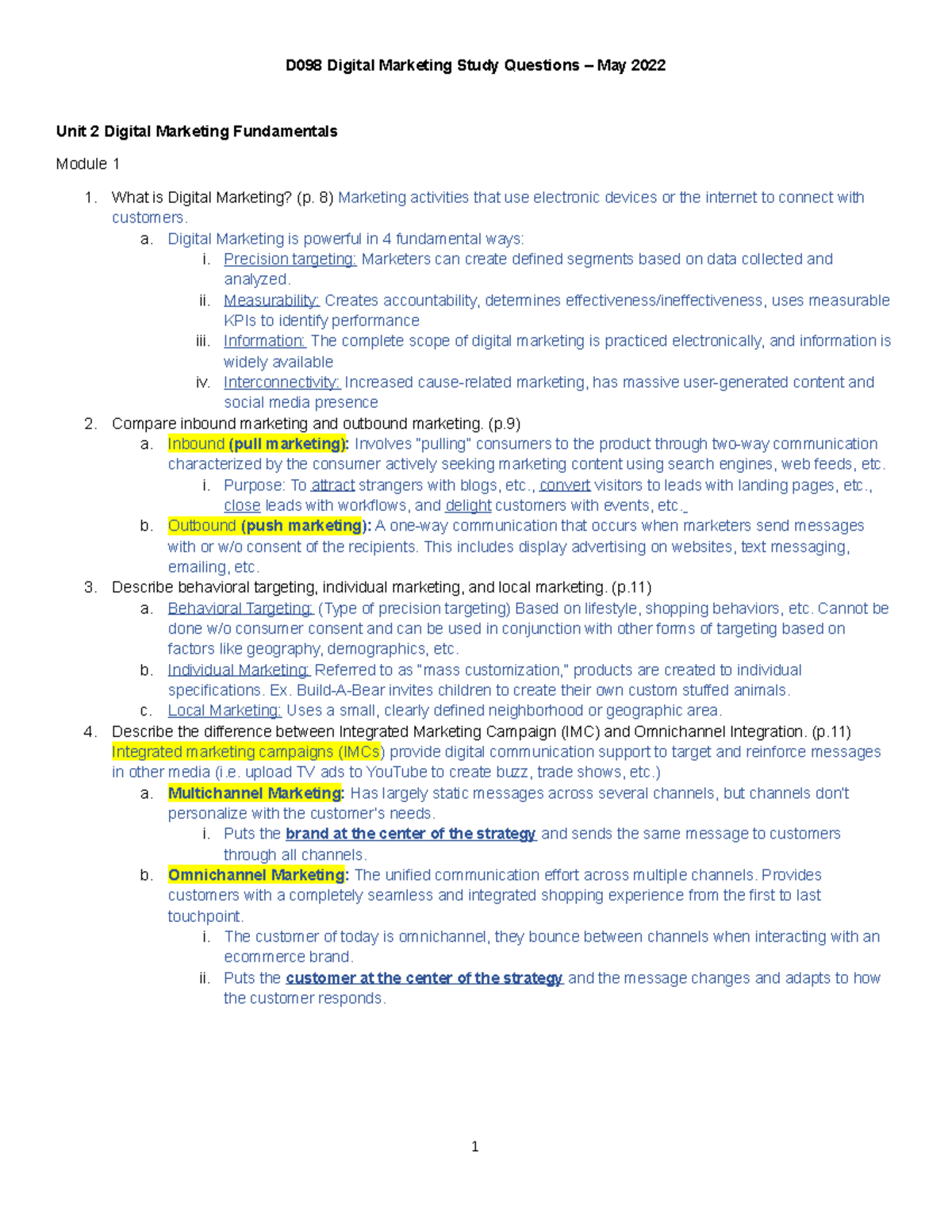 D098 Digital Marketing Study Guide & Questions - May 2022 - Studocu