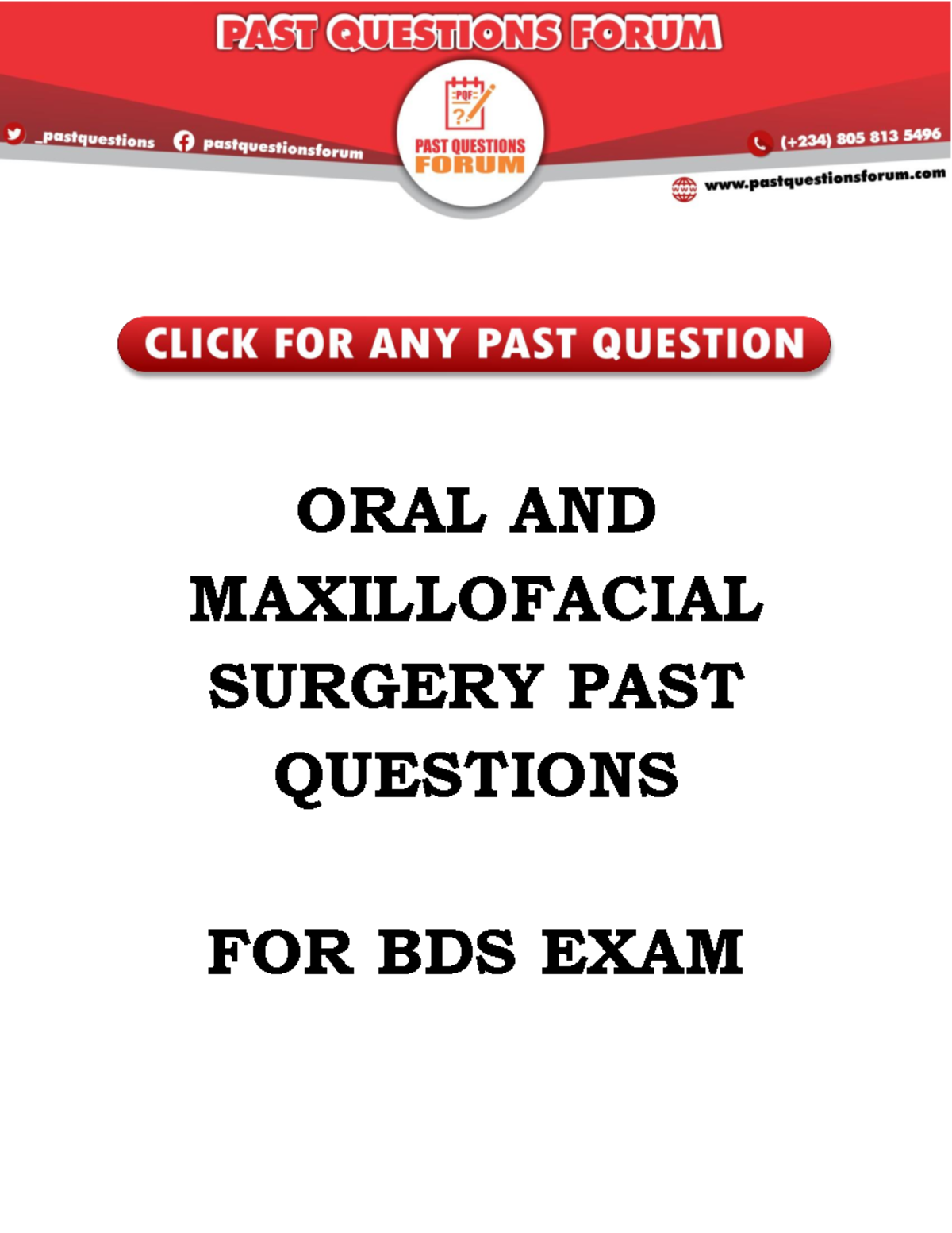 BDS 4th Year Oral & Maxillofacial Surgery Past Exam Qs (2016-2018 ...