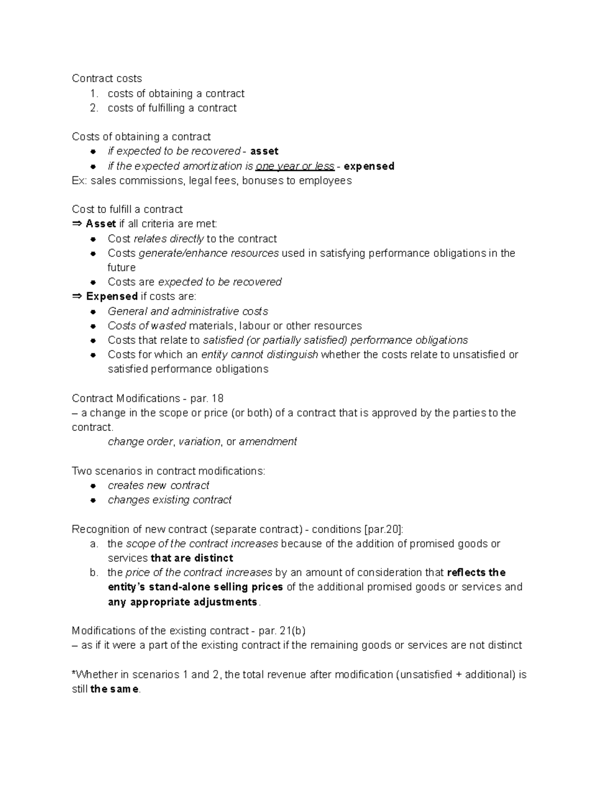 Contract costs - Notes - Contract costs 1. costs of obtaining a ...