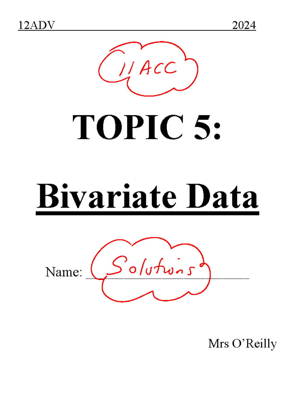 12ADV 2024: Bivariate Data Analysis and Interpretation - Studocu