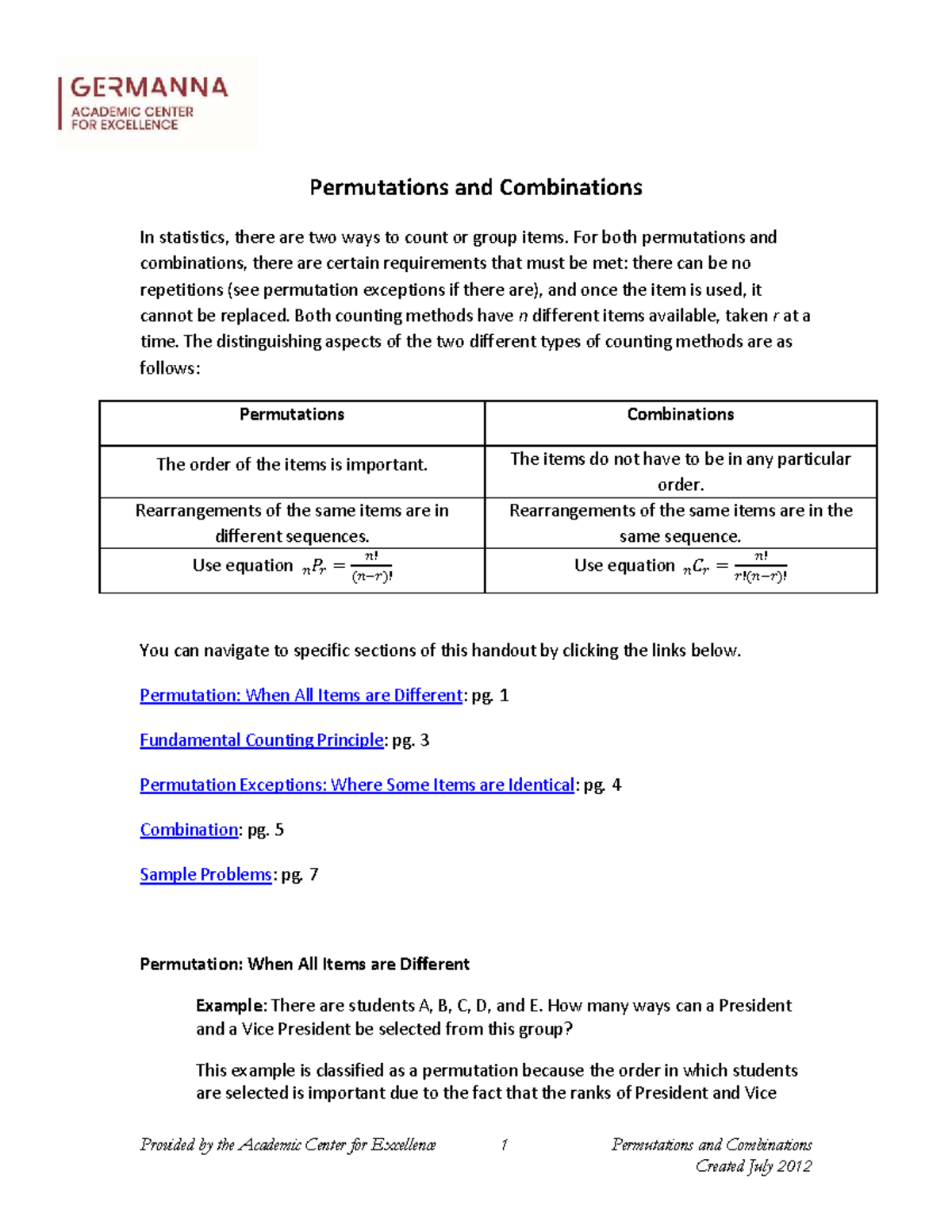 Permutations and Combinations: A Comprehensive Guide for Stats - Studocu