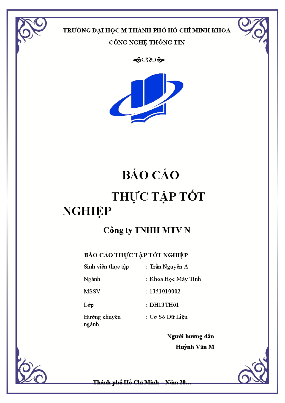 Báo cáo thực tập tốt nghiệp - Khoa CNTT - Trần Nguyên A - DH13TH01 - Document Preview