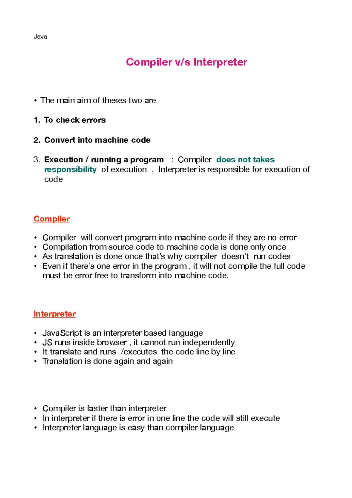 Compiler Intrepreter-23 - Java Compiler v/s Interpreter • The main aim ...