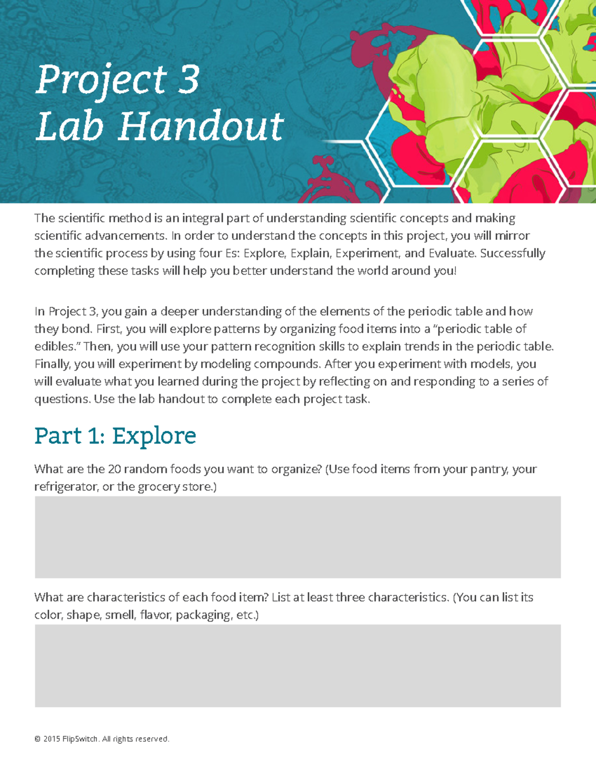 SC101 HSPS Project 3: Lab Handout on Periodic Table Elements - Studocu