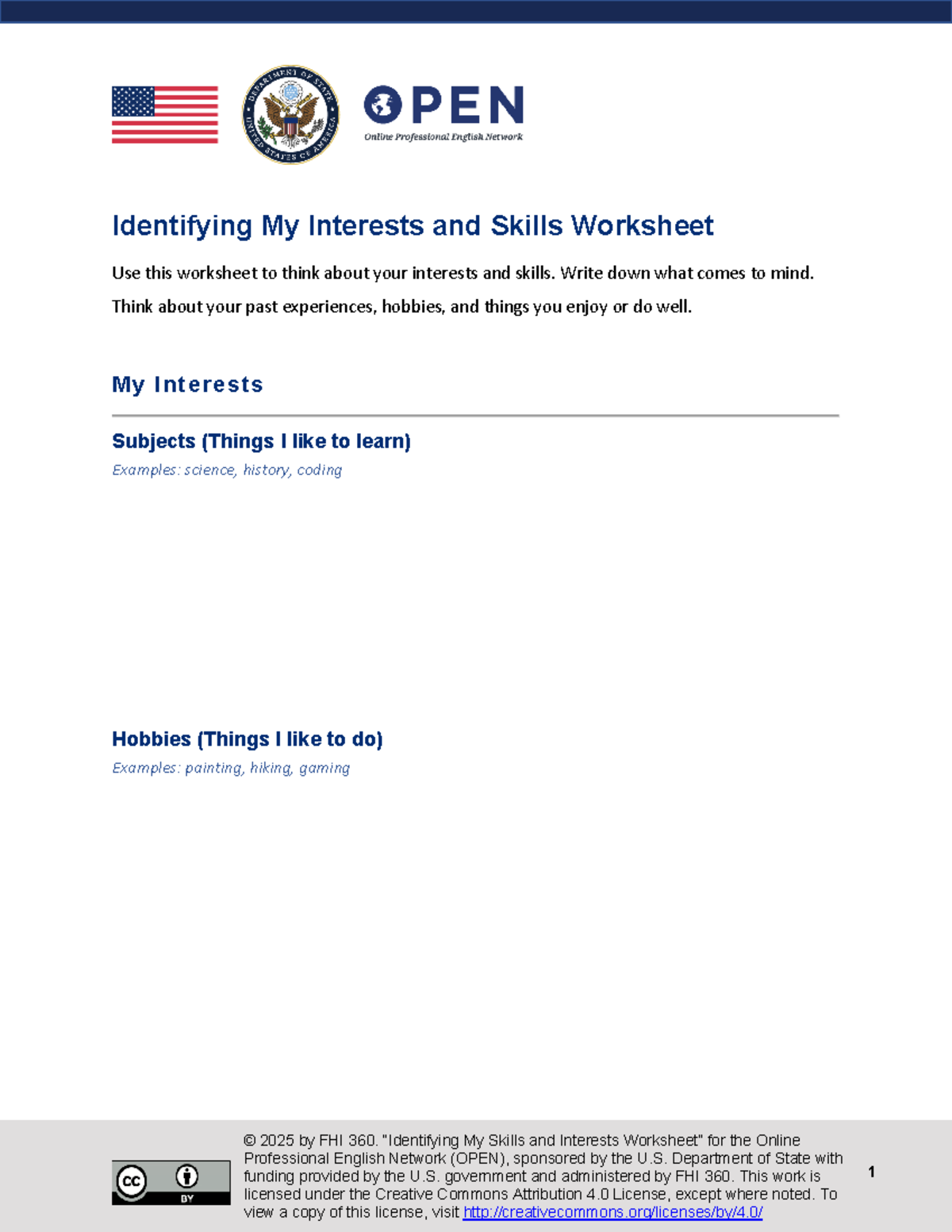 M1 Identifying My Interests & Skills Worksheet - Reader Extended - Studocu