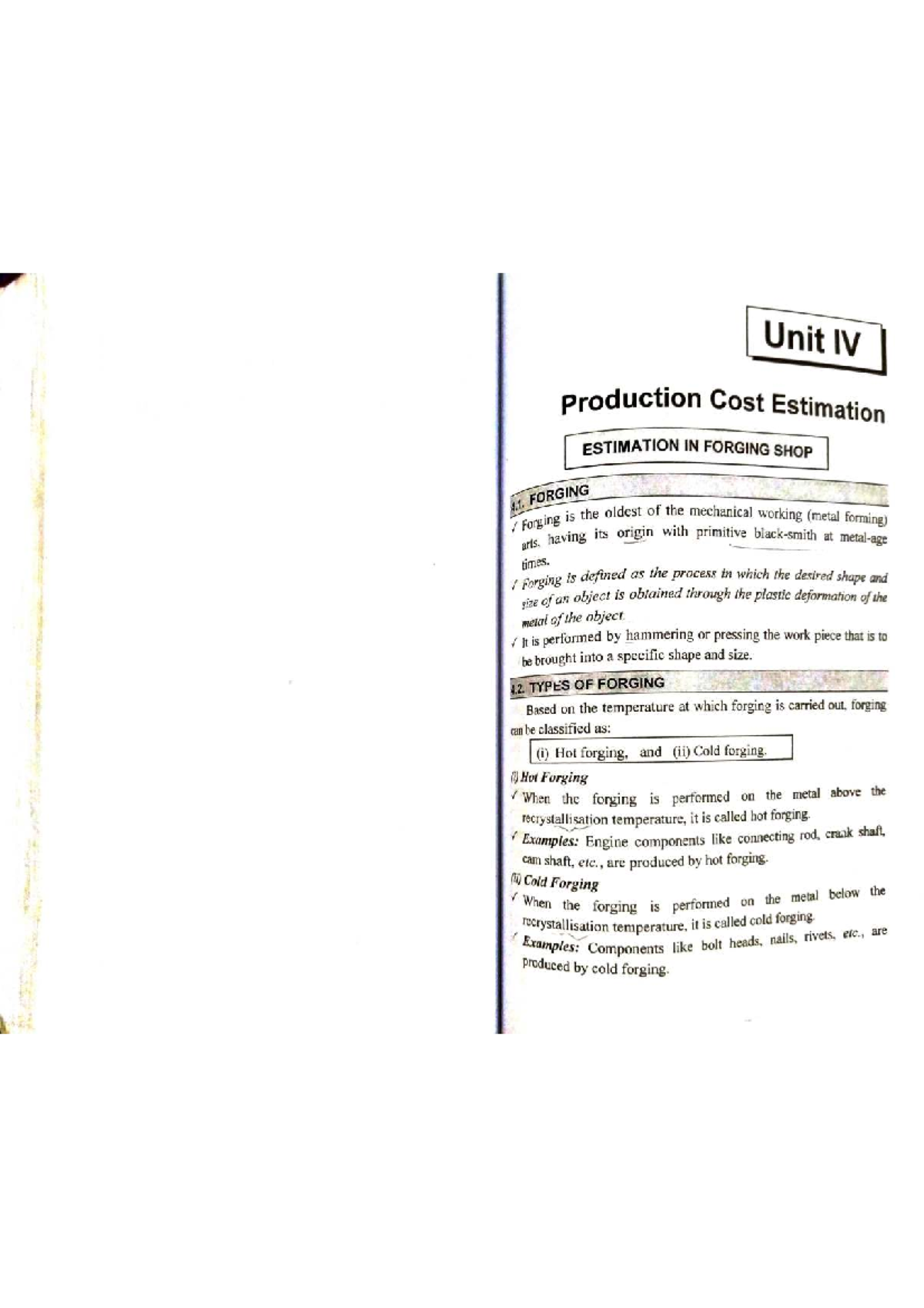 PPC Unit 4: Production Cost Estimation in Forging Shop (CME396) - Studocu