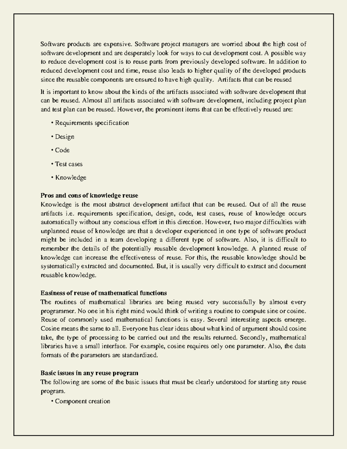 Software Reuse Strategies: Cost-Effective Development Insights - Studocu