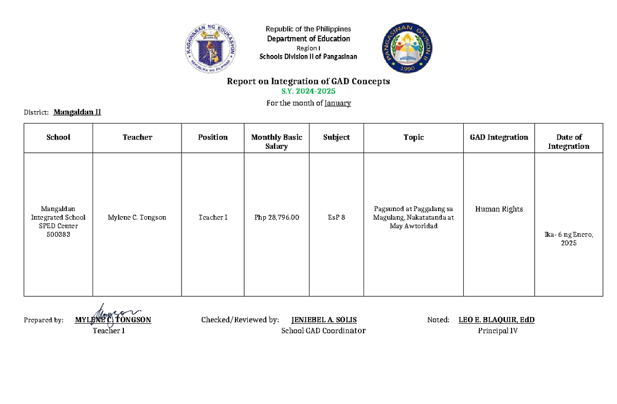 GAD Form - gAnun din - Department of Education Region I Schools ...