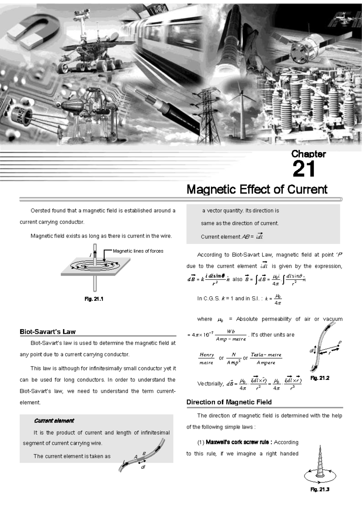 Magnetic Effect of Current 1173: Detailed Chapter 21 Notes - Studocu