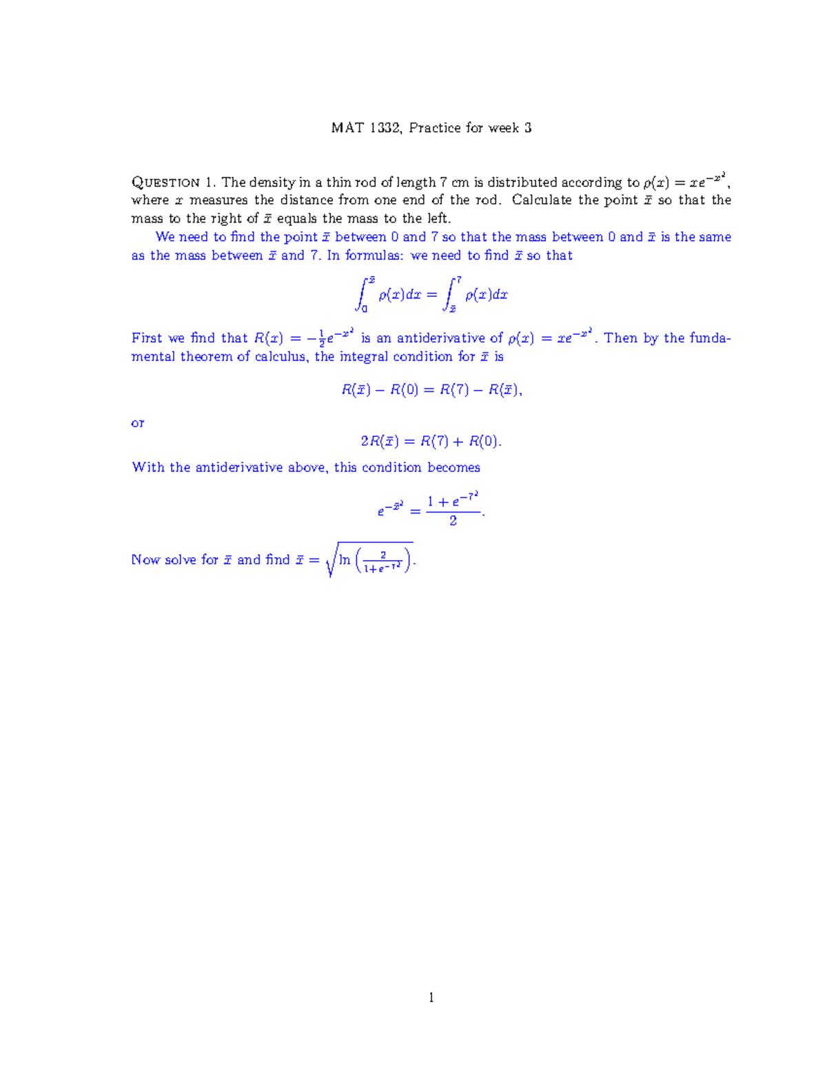 MAT 1332, Week 3 Practice Problems and Solutions - Studocu